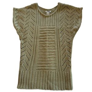 Cosmo & Co Casuals Tan Dolman Short‎  Sleeve Scoop Neck Neutral Sweater  Sz M